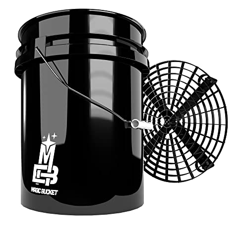 Detailmate professionelles Wasch Eimer Set: Magic Bucket Wascheimer 5 GAL (ca. 20 Liter), GritGuard Schmutz Einsatz schwarz von detailmate
