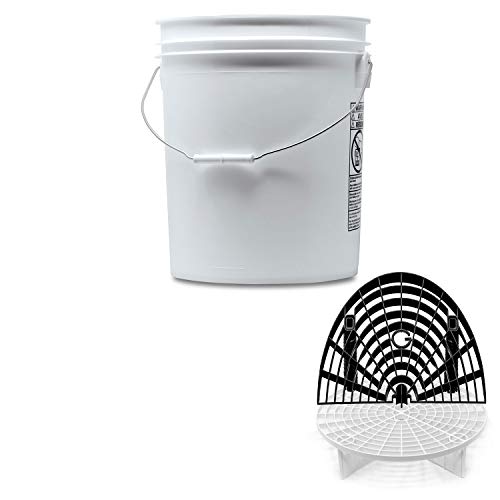 Detailmate professionelles Wasch Eimer Set: Magic Bucket Wascheimer 5 GAL (ca. 20 Liter), GritGuard Schmutz Einsatz weiß, GritGuard Washboard schwarz von detailmate