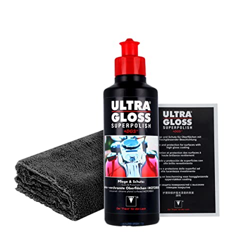 Zweirad Politur Bundle - Ultra Gloss Superpolish Motorrad 0,25L + Booklet + detailmate Poliertuch 550GSM - Pflege & Schutz für Lacke und verchromte Oberflächen am Bike - 3in1 Motorradpolitur Zweirad Politur Bundle - Ultra Gloss Superpolish Motorrad 0,25L + Booklet + detailmate Poliertuch 550GSM - Pflege & Schutz für Lacke und verchromte Oberflächen am Bike - 3in1 Motorradpolitur von detailmate