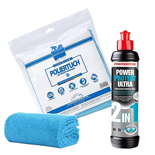detailmate Auto Polier Set - Autopflege: Menzerna Lackversiegelung Power Protect Ultra 2 in 1, 250 ml - Autolack Versiegelung + Mikrofaser Auto Poliertuch, 40x40cm, perfekt zum Auspolieren Autolack detailmate Auto Polier Set - Autopflege: Menzerna Lackversiegelung Power Protect Ultra 2 in 1, 250 ml - Autolack Versiegelung + Mikrofaser Auto Poliertuch, 40x40cm, perfekt zum Auspolieren Autolack von detailmate