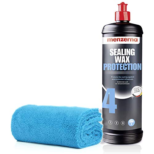 detailmate Autopflege Set - Auto Polier Set: Menzerna Politur Heavy Cut, Medium Cut, Finish, Carnauba/Polymer Wachs + Mikrofaser Auto Poliertuch zum Auspolieren Lack (SEALING WAX PROTECTION - 1L) von detailmate
