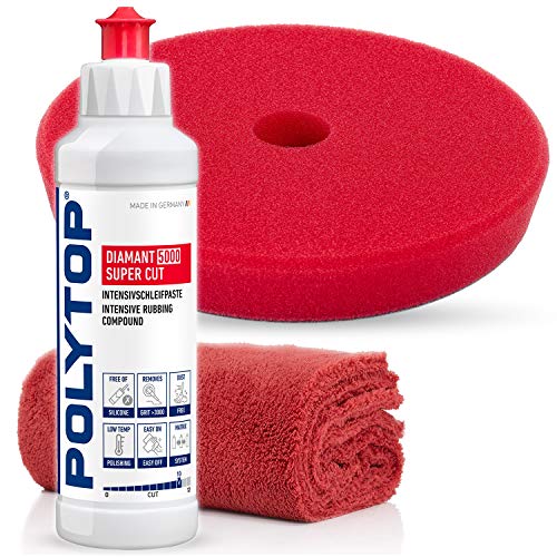 detailmate POLYTOP Premium Politur Set zur Autoaufbereitung, Exzenter Set: auch für Einsteiger DIAMANT 5000 SUPER CUT 250ML + CUTTING PAD HART EXCENTER 140MM FÜR 125 MM STÜTZTELLER + POLIERTUCH detailmate POLYTOP Premium Politur Set zur Autoaufbereitung, Exzenter Set: auch für Einsteiger DIAMANT 5000 SUPER CUT 250ML + CUTTING PAD HART EXCENTER 140MM FÜR 125 MM STÜTZTELLER + POLIERTUCH von detailmate