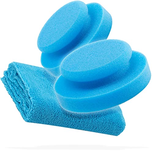 detailmate Polierset Autopflege Bundle - 2X Handpolierschwamm - blau, Ø 130x50mm - Polierpad Applikator für Hand Politur, Wachs, Pflege & Versiegelung - Made in Germany + Mikrofaser Poliertuch detailmate Polierset Autopflege Bundle - 2X Handpolierschwamm - blau, Ø 130x50mm - Polierpad Applikator für Hand Politur, Wachs, Pflege & Versiegelung - Made in Germany + Mikrofaser Poliertuch von detailmate