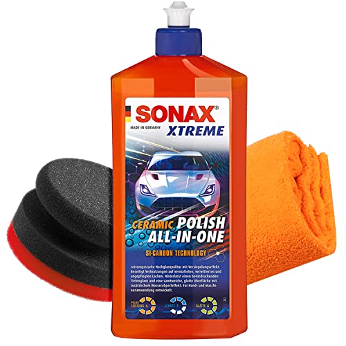 detailmate Politur Bundle - SONAX Ceramic Polish All-in-One 0,5L + Garage Freaks Handpolierschwamm + detailmate Mikrofasertuch 550GSM - Auto Handpolitur Set detailmate Politur Bundle - SONAX Ceramic Polish All-in-One 0,5L + Garage Freaks Handpolierschwamm + detailmate Mikrofasertuch 550GSM - Auto Handpolitur Set von detailmate
