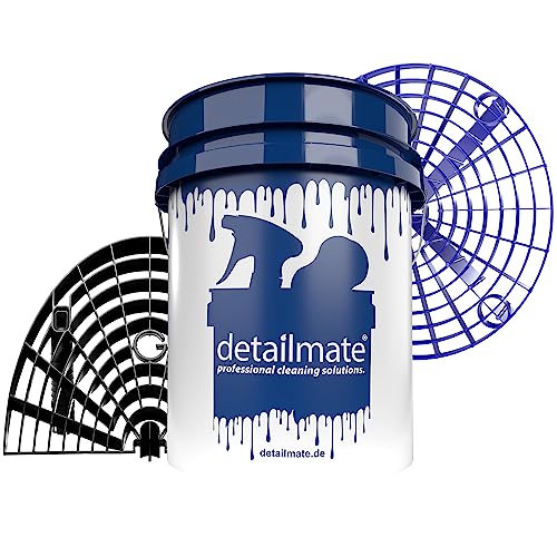 detailmate Profi Set Auto Reinigung: Wasch Eimer 5 GAL (ca. 20 Liter) / ohne Eimerdeckel/Grit Guard Einsatz blau/Grit Guard Washboard von detailmate