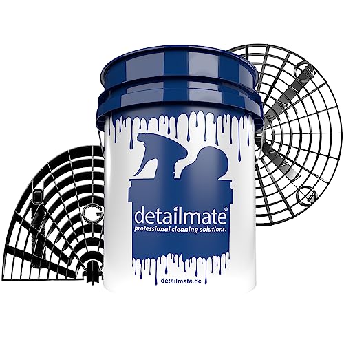 detailmate Profi Set Auto Reinigung: Wasch Eimer 5 GAL (ca. 20 Liter) / ohne Eimerdeckel/Grit Guard Einsatz schwarz/Grit Guard Washboard von detailmate