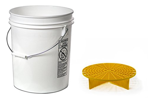 detailmate Set Wasch Eimer Magic Bucket 5 Gallonen (19 Liter) weiß Grit Guard Eimer Einsatz gelb von detailmate