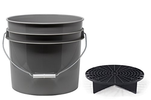 detailmate Set aus US Made Wash Bucket Wasch Eimer 3,5 Gallonen (12,5 Liter) grau Grit Guard Eimer Einsatz schwarz von detailmate