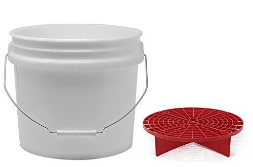 detailmate Set aus US Made Wash Bucket Wasch Eimer 3,5 Gallonen (12,5 Liter) transparent Grit Guard Eimer Einsatz rot von detailmate