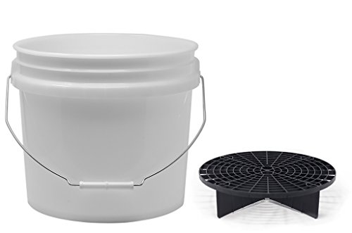 detailmate Set aus US Made Wash Bucket Wasch Eimer 3,5 Gallonen (12,5 Liter) transparent Grit Guard Eimer Einsatz schwarz von detailmate