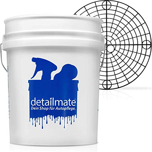 detailmate Set für die professionelle Auto Handwäsche: New detailmate Wash Bucket Wasch Eimer 5 Gallonen (ca.20 Liter) Made by GritGuard + Grit Guard Eimer Einsatz schwarz von detailmate