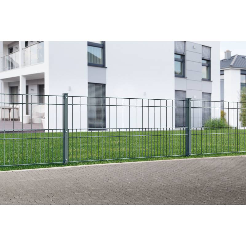 deutsche zauntechnik Doppelstabmattenzaun-Set 'Milo' anthrazit 1200 x 100 cm von deutsche zauntechnik