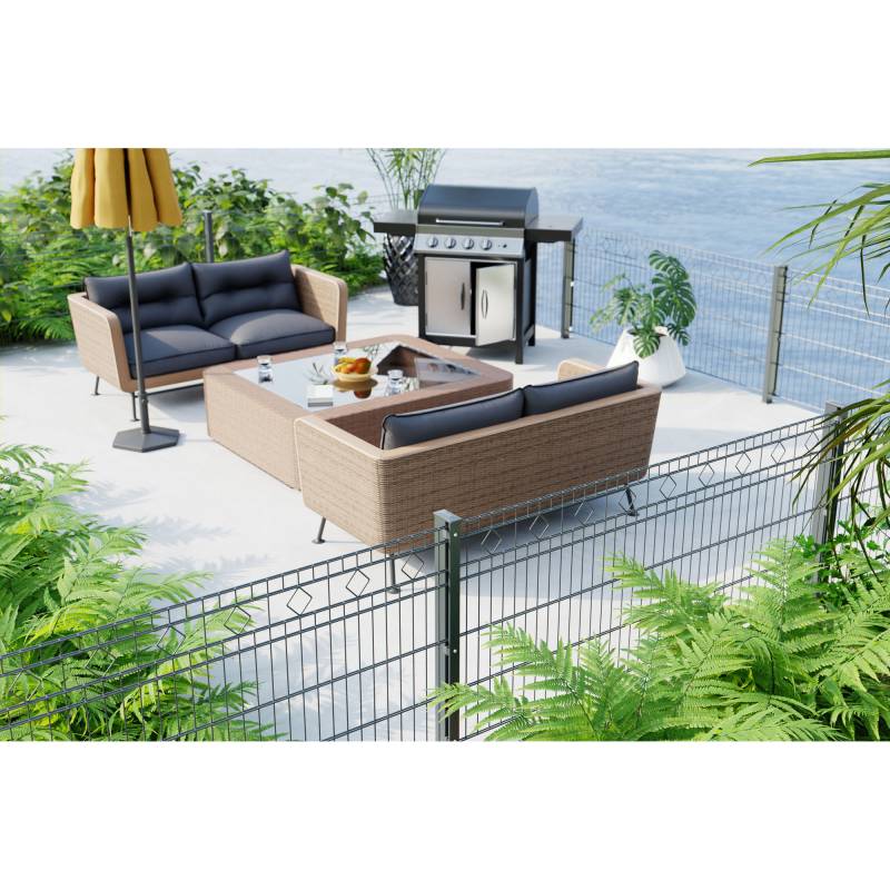deutsche zauntechnik Doppelstabmattenzaun-Set 'Residenz standard Malaga' anthrazit 2800 x 120 cm von deutsche zauntechnik