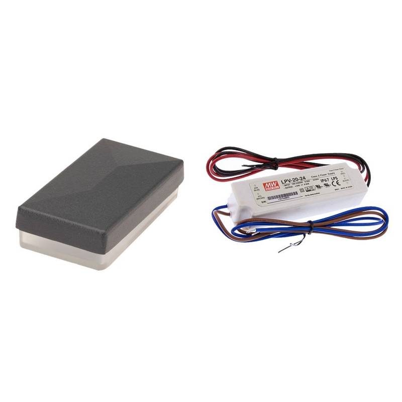 deutsche zauntechnik LED-Pfostenkappe anthrazit 2 Stück für Zaunpfosten 6 x 4 cm, inklusive Trafo von deutsche zauntechnik