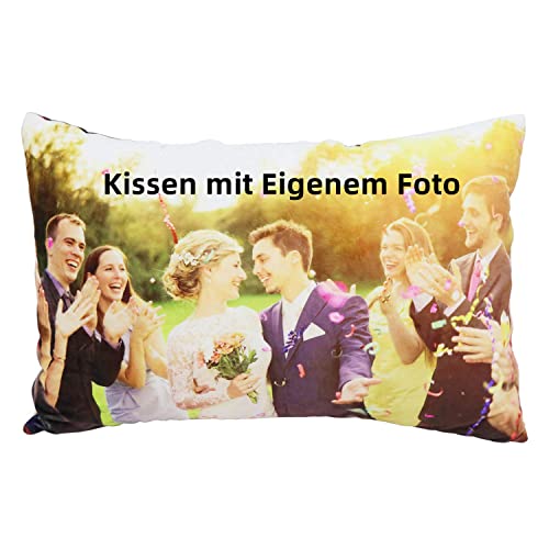 deutschwaren Fotokissen Personalisiertes Kissen individuellem Bild mit Füllung Doppelseitiges Bild Foto Bedrucken Kissen Farbig zum Geburtstag Jahrestag (60x40cm) von deutschwaren