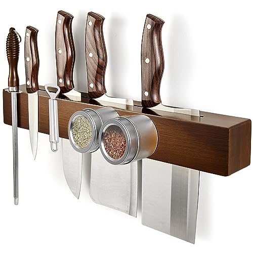 Magnetleiste Messer, Messerhalter Magnetisch für Wand, Holz Knife Holder für Utensilien und Aufbewahrung Magnetisch Werkzeuge, mit Extra Starkem Magnet 40cm/16in) von devesanter