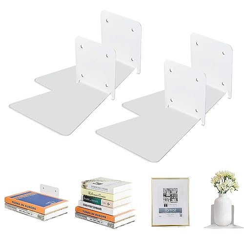 devesanter Unsichtbares Bücherregal,Schwebendes Bücherregal,Schwebendes Regale Wand für Schlafzimmer,Floating Bookshelf Mehrzweck Wandregale für Zuhause für Büro,Küche,(Weiß, 4 Stücke) von devesanter