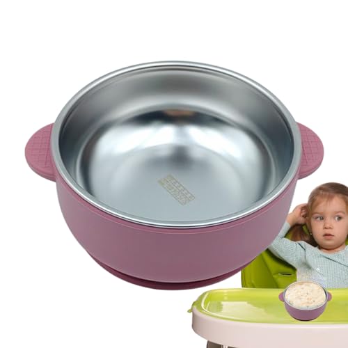 Baby Saugnapf Schüssel, 2 In 1 Verbrühungsschutz Baby Schalen Mit Saugnapf Edelstahl, Saugschale Mit Silikonbasis Für Babys, BPA Frei Auslaufsicher Für Kinder von dewdat
