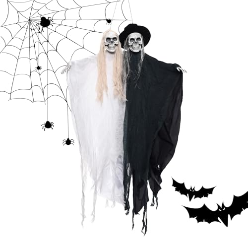 dewdat Halloween Garten Paar-Deko | Geräuschaktivierte Und Bräutigam Dekoration,Paar Geisterfigur Mit Roten Augen Spukdekoration Für Tür Decke Balkon Terrasse Garten dewdat Halloween Garten Paar-Deko | Geräuschaktivierte Und Bräutigam Dekoration,Paar Geisterfigur Mit Roten Augen Spukdekoration Für Tür Decke Balkon Terrasse Garten von dewdat