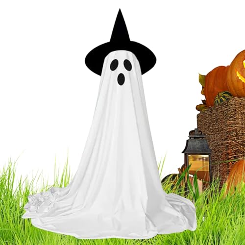 dewdat Halloween Geist, Gruselige Außendekoration Mit Fernbedienung Licht Und Hut, Atmosphäre Requisiten Für Indoor Garten Dekoration Escape Room Party von dewdat