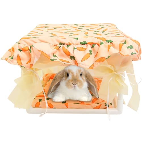 dewdat Hamster Hütte Zuhause | Innenraum-Lebensraum Für Kleintiere - Sanfte Quasten Tür Häschen Frettchen Mäuse Chinchilla Spielzimmer Schlafbereich Kleintiere von dewdat