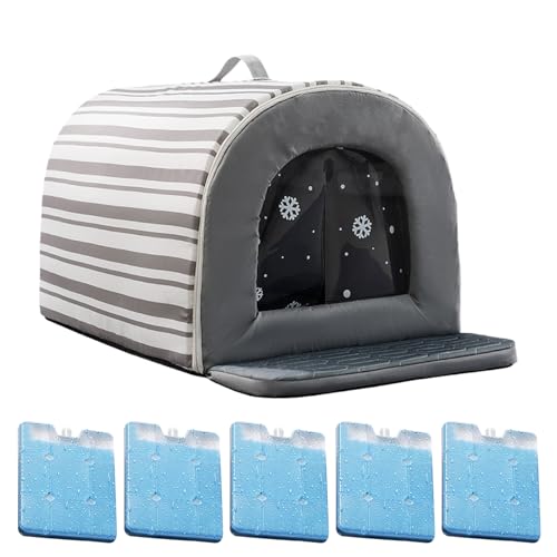 dewdat Katzen Kühlhaus,Mit Eisbox Auch Für Hunde - Gemütliches rutschfest Wasserdicht Unterschlupf Isolierte Liegefläche Für Welpen Wetterschutz Draußen Unterwegs Camping Ausrüstung von dewdat