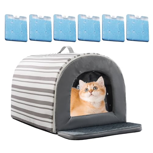 dewdat Katzenkühlhaus | Mit Eisbox Auch Für Hunde | Gemütliches rutschfest Wasserdicht Unterschlupf Isolierte Liegefläche Für Welpen Wetterschutz Draußen Unterwegs Camping Ausrüstung von dewdat