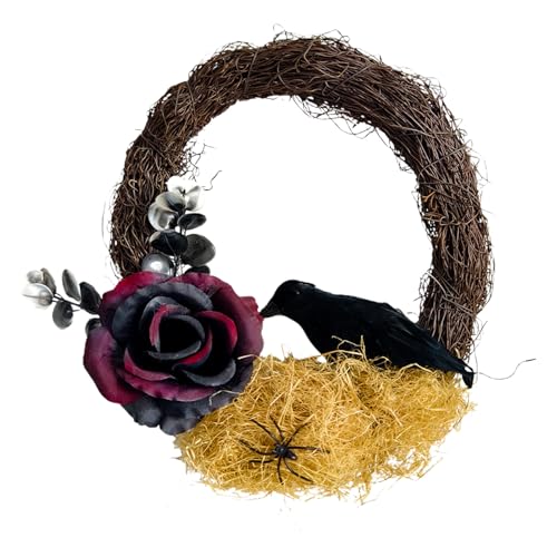 dewdat Outdoor - Künstlicher Mit Krähen Aus Trockenblumen - Außendeko Für Garten Und Hauseingang von dewdat