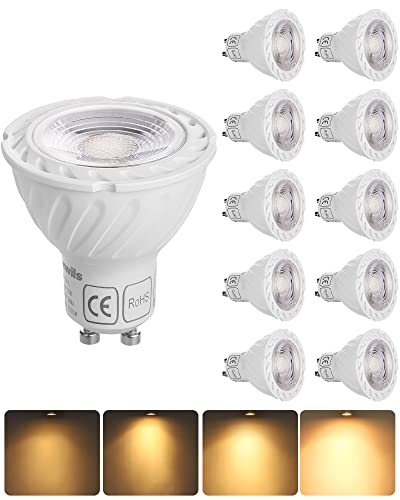 DEWENWILS GU10 LED Warmweiss Dimmbar 5w 2700K, LED gu10 Leuchtmittel 350LM 38° Abstrahlwinkel, Energiesparend, Ersatz 50W Halogen Lampen, 230V für Spots Einbaustrahler, Wandleuchte, 10er von DEWENWILS