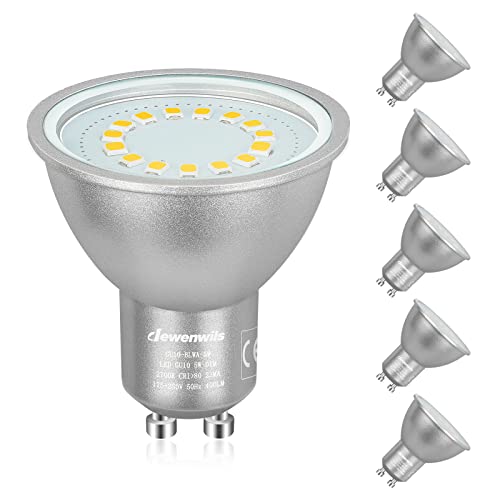DEWENWILS GU10 LED Warmweiss Dimmbar 2700K, LED GU10 Glühbirne 5W 350 LM, 120°Abstrahlwinkel, Ersatz für 50W Halogenlampen, 6er Stück von DEWENWILS