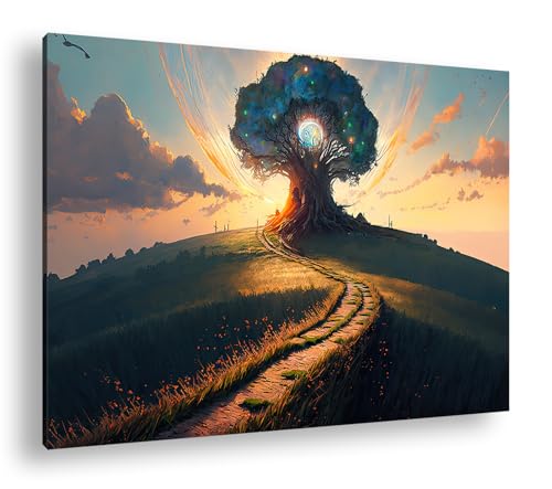 Baum des Lebens im Licht der Dämmerung Format: 60x40 cm als Leinwandbild, Motiv fertig gerahmt auf Echtholzrahmen, Hochwertiger Digitaldruck mit Rahmen Baum des Lebens im Licht der Dämmerung Format: 60x40 cm als Leinwandbild, Motiv fertig gerahmt auf Echtholzrahmen, Hochwertiger Digitaldruck mit Rahmen von deyoli