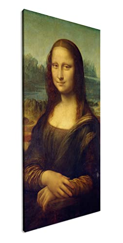 Die Mona Lisa von Leonardo Da Vinci Panorama 100x50 cm als Leinwandbild, Motiv fertig gerahmt auf Echtholzrahmen, Hochwertiger Digitaldruck mit Rahmen von deyoli
