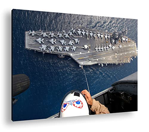 Flugzeugträger der Marine Format: 120x80 als Leinwandbild, Motiv fertig gerahmt auf Echtholzrahmen, Hochwertiger Digitaldruck, Kein Poster oder Plakat von deyoli