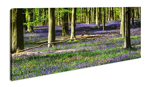 Lavendel Blumen im Wald Panorama 120x60 cm als Leinwandbild, Motiv fertig gerahmt auf Echtholzrahmen, Hochwertiger Digitaldruck mit Rahmen Lavendel Blumen im Wald Panorama 120x60 cm als Leinwandbild, Motiv fertig gerahmt auf Echtholzrahmen, Hochwertiger Digitaldruck mit Rahmen von deyoli