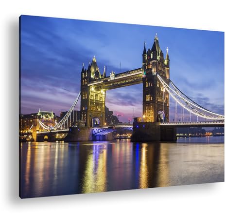 Tower Bridge leuchtet hell im abendlichen London Format: 100x70cm XXL Kunstdruck Motiv auf Holzrahmen/Leinwandbild/Wandbild/Wohnzimmer Dekoration Tower Bridge leuchtet hell im abendlichen London Format: 100x70cm XXL Kunstdruck Motiv auf Holzrahmen/Leinwandbild/Wandbild/Wohnzimmer Dekoration von deyoli