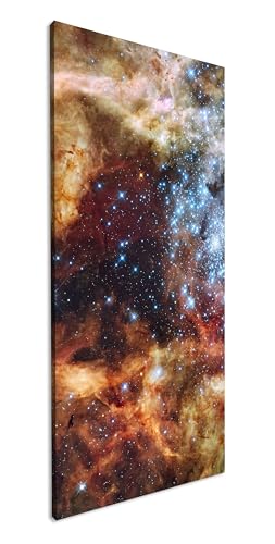 auffallend bunte Galaxie Panorama 120x60 cm als Leinwandbild, Motiv fertig gerahmt auf Echtholzrahmen, Hochwertiger Digitaldruck mit Rahmen von deyoli