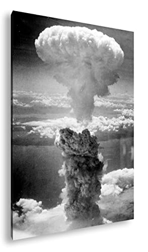 deyoli Atompilz einer Atomexplosion Format: 80x60 Effekt: Schwarz&Weiß als Leinwandbild, Motiv fertig gerahmt auf Echtholzrahmen, Hochwertiger Digitaldruck, Kein Poster oder Plakat von deyoli