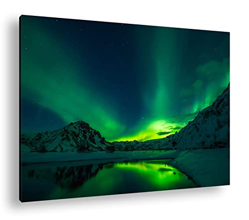 deyoli Aurora Borealis Format: 60x40 als Leinwand, Motiv fertig gerahmt auf Echtholzrahmen, Hochwertiger Digitaldruck mit Rahmen, Kein Poster oder Plakat von deyoli