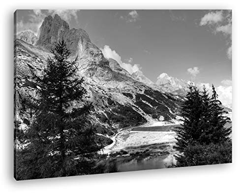 deyoli Berge in Südtirol Format: 120x80 Effekt: Schwarz&Weiß als Leinwandbild, Motiv fertig gerahmt auf Echtholzrahmen, Hochwertiger Digitaldruck mit Rahmen, Kein Poster oder Plakat von deyoli