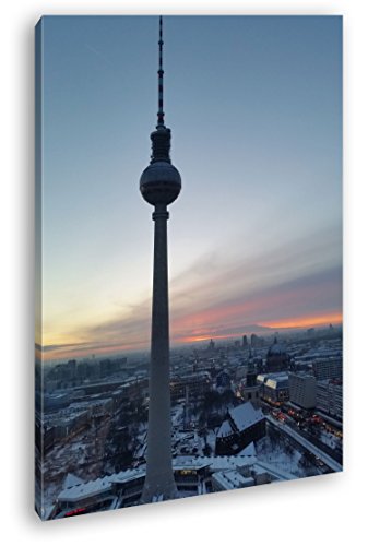 deyoli Berliner Alexanderplatz mit dem Fernsehturm Format: 120x80 als Leinwand, Motiv fertig gerahmt auf Echtholzrahmen, Hochwertiger Digitaldruck mit Rahmen, Kein Poster oder Plakat von deyoli