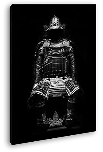 deyoli Dark goldene Samurai Rüstung Effekt: Schwarz/Weiß Format: 120x80 als Leinwandbild, Motiv fertig gerahmt auf Echtholzrahmen, Hochwertiger Digitaldruck mit Rahmen, Kein Poster oder Plakat von deyoli