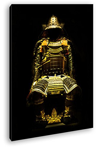 deyoli Dark goldene Samurai Rüstung Format: 100x70 als Leinwandbild, Motiv fertig gerahmt auf Echtholzrahmen, Hochwertiger Digitaldruck mit Rahmen, Kein Poster oder Plakat von deyoli
