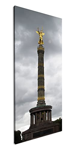 deyoli Die Berliner Siegessäule Panorama 100x50 cm als Leinwandbild, Motiv fertig gerahmt auf Echtholzrahmen, Hochwertiger Digitaldruck mit Rahmen von deyoli