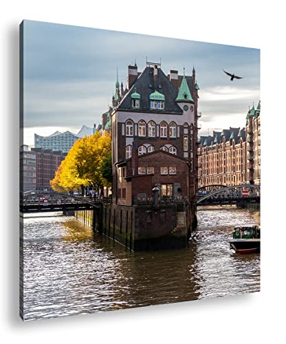 deyoli Hamburg Speicherstadt Kanal Format: 60x60 als Leinwandbild, Motiv fertig gerahmt auf Echtholzrahmen, Hochwertiger Digitaldruck, Kein Poster oder Plakat deyoli Hamburg Speicherstadt Kanal Format: 60x60 als Leinwandbild, Motiv fertig gerahmt auf Echtholzrahmen, Hochwertiger Digitaldruck, Kein Poster oder Plakat von deyoli