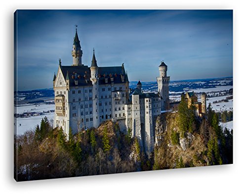 deyoli Märchenschloss Neuschwanstein Format: 60x40 als Leinwandbild, Motiv fertig gerahmt auf Echtholzrahmen, Hochwertiger Digitaldruck mit Rahmen, Kein Poster oder Plakat von deyoli