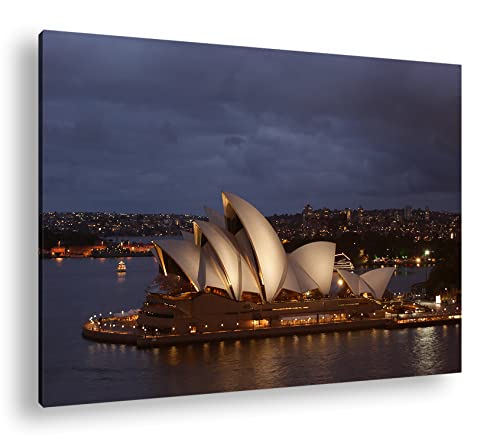 deyoli Sydney Opera House Format:90x60 cm als Leinwandbild, Motiv fertig gerahmt auf Echtholzrahmen, Hochwertiger Digitaldruck mit Rahmen von deyoli