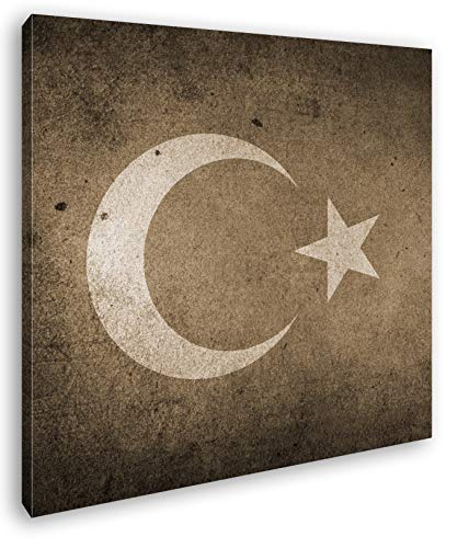 deyoli Türkische Flagge Format: 70x70 Effekt: Sepia als Leinwandbild, Motiv fertig gerahmt auf Echtholzrahmen, Hochwertiger Digitaldruck mit Rahmen, Kein Poster oder Plakat von deyoli