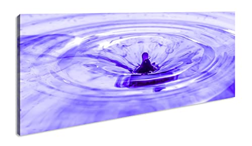 deyoli Violette Wellen Panorama 120x60 cm als Leinwandbild, Motiv fertig gerahmt auf Echtholzrahmen, Hochwertiger Digitaldruck mit Rahmen von deyoli
