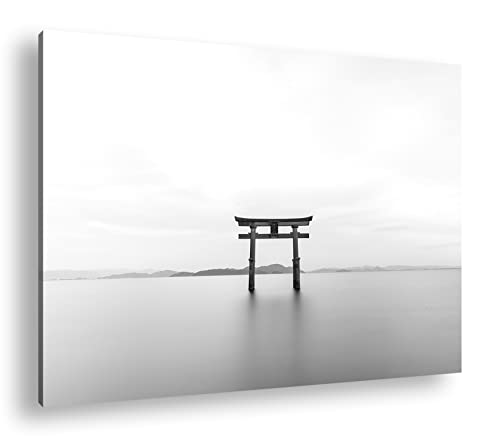 deyoli Wahrzeichen der japanischen Shinto-Religion Effekt: Schwarz&Weiß,Format: 120x80 als Leinwandbild, Motiv fertig gerahmt auf Echtholzrahmen, Hochwertiger Digitaldruck von deyoli