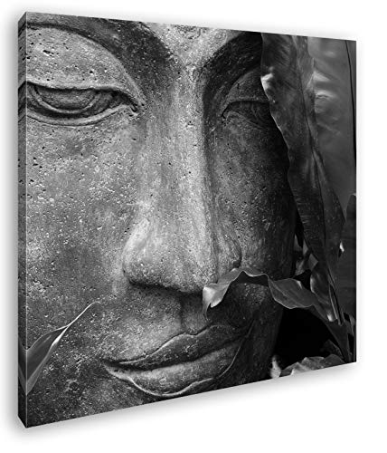 deyoli Zen Buddha Statur Format: 70x70 Effekt: Schwarz&Weiß als Leinwandbild, Motiv fertig gerahmt auf Echtholzrahmen, Hochwertiger Digitaldruck mit Rahmen, Kein Poster oder Plakat von deyoli